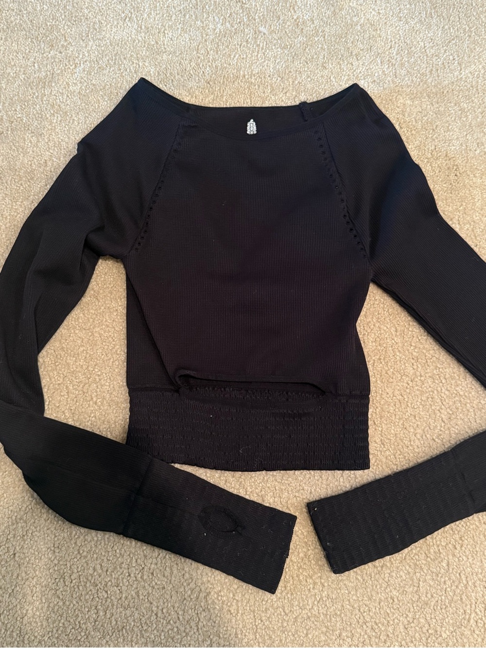 FP Movement by Free People Black Cut it Out Long Sleeve Great Condition